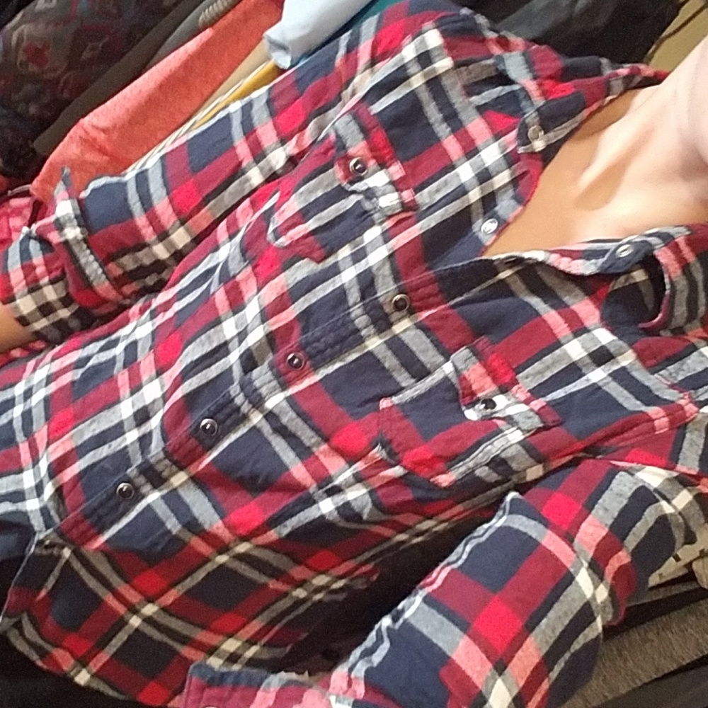Button up plad quarter sleeve/ long sleeve